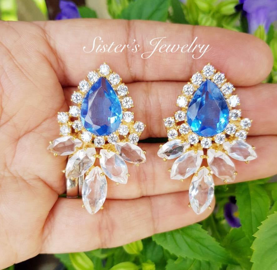 Joyería Fina, para toda ocasión, sisters jewelry, Just $2400.00! ShopAritos en plata925 con cristales azules de gota now at Sister'sJewelrySister'sJewelry{TAGS