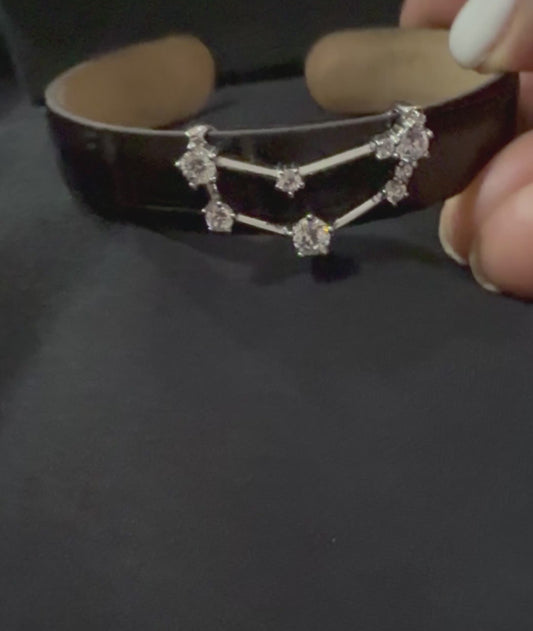 Pulsera de Cuero Constelación de Estrellas en Plata925
