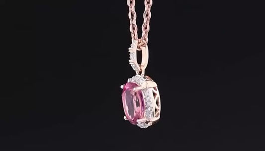 Set en Oro Amarillo de 14k, topacios rosados y diamantes