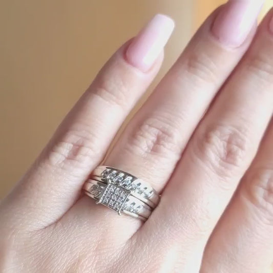 Juego de anillos de matrimonio, oro de 14k y diamantes talla 7