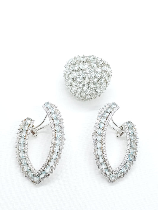 Exquisita joyería, para elevar tu estilo! , sisters jewelry, Just $2400.00! ShopSet aritos y anillo zircones aquamarina now at Sister'sJewelrySister'sJewelry{TAGS