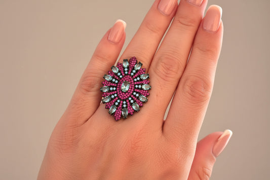 Exquisita joyería, para elevar tu estilo! , sisters jewelry, Just $2400.00! ShopAnillo aquamarina con fucsia now at Sister'sJewelrySister'sJewelry{TAGS